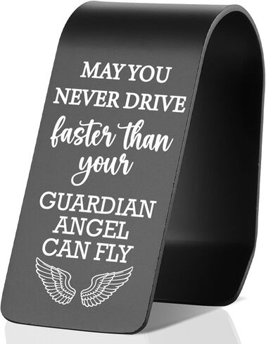 YODOCAMP Never Drive Faster Than Your Guardian Angel Can Fly Car Visor Clip, Christian Safe Driving Reminder with Engraved Angel Message, Faith Based Driver Gift Religious Car Accessory TZC182 in Saudi Arabia