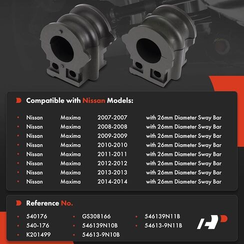 A-Premium 2 x Front To Frame Sway Bar Bushing Kit, Compatible with Nissan Maxima 2007-2014, with 26mm Sway Bar Diameter in Saudi Arabia