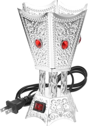 Bakhoor Electric Incense Burner Middle Eastern Style Tabletop Electric Censer Censer Metal Incense Burner for Home Office Yoga Spa Decor Silver in Saudi Arabia