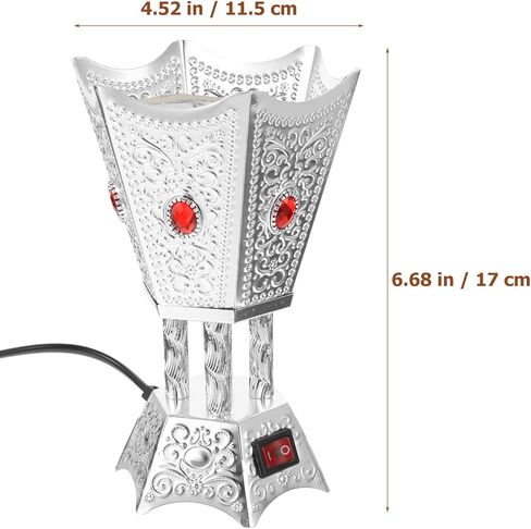 Bakhoor Electric Incense Burner Middle Eastern Style Tabletop Electric Censer Censer Metal Incense Burner for Home Office Yoga Spa Decor Silver in Saudi Arabia