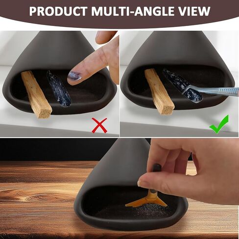 مبخرة بالو سانتو المصنوعة يدويًا من السيراميك - شيمينيا صغيرة، مساعدة الاسترخاء والتأمل في اليوجا، حامل بالو سانتو متعدد الوظائف، مبخرة بخور مريمية ومخروطية، هدية فريدة in Kuwait