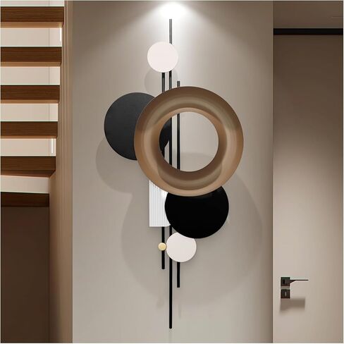 HEBOIX Black 3D Wall Art Decor with Led Lights，Voice-Activated Luminescence Abstract Modern Metal Walls Decor，Minimalist Large Walls' Art for Corridor/Entrance Wall(22''Lx46''W-Light) in Saudi Arabia