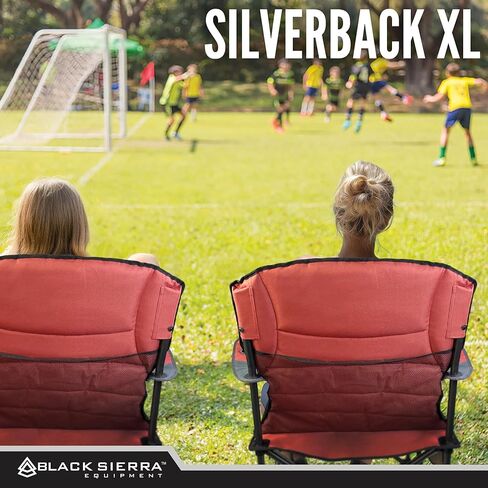 Black Sierra Oversize XL Camping Chair Supports 500 lbs, Padded Folding Outdoor Chair w/ 2 Cupholders and Carrybag, Heavy Duty Portable Collapsible Camp Chair Perfect for Sports, RV, Lawn, Beach in Kuwait