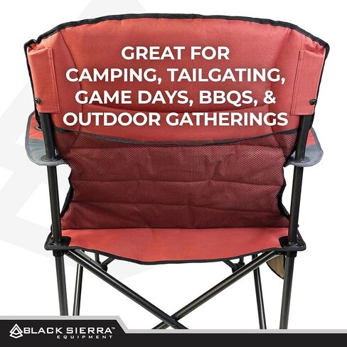Black Sierra Oversize XL Camping Chair Supports 500 lbs, Padded Folding Outdoor Chair w/ 2 Cupholders and Carrybag, Heavy Duty Portable Collapsible Camp Chair Perfect for Sports, RV, Lawn, Beach in Kuwait