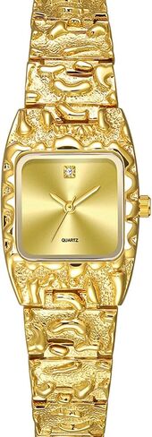 BESTKANG Vintage Women’s Gold Bracelet Watch Elegant Square Quartz Dress Wristwatch Textured Alloy Band in Saudi Arabia