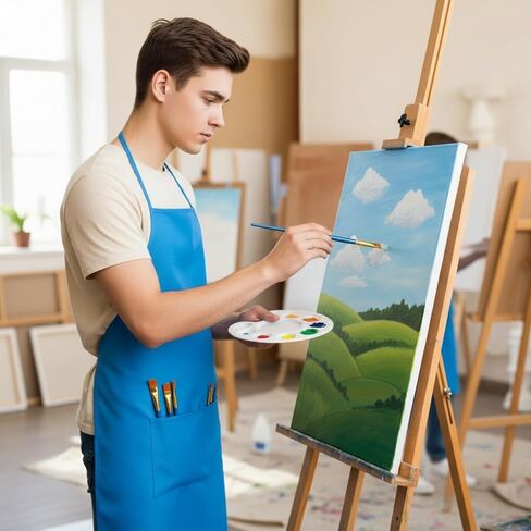 12 Sets Paint Set for Kids Art Supplies Painting Kit Include 12 Kids Aprons with Pockets12 Paint Tray Palette 120 Paint Brushes Birthday Gifts for Kids and Toddler, Complete Painting Supply in Kuwait