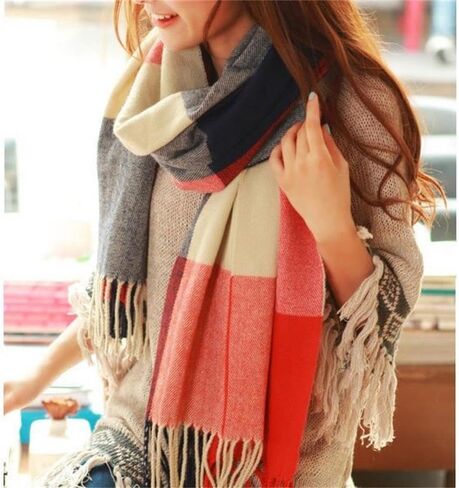 Women's Winter Scarf, Plaid Wrap, Extra Long and Wide Shawl, Soft Warm Fleece Lined Fashion Accessory in Saudi Arabia