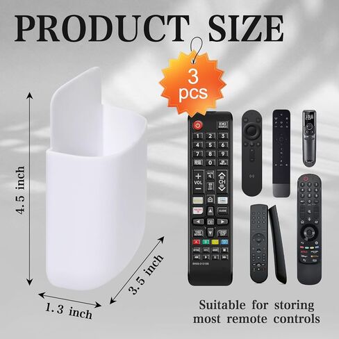 3 Pack White Remote Control Holder, ABS Plastic with Adhesive Tape, Remote Wall Holder, Damage-Free Adhesive for TV/AC Remotes, Phones, Pens, Ceiling Fan Remote. White in Kuwait