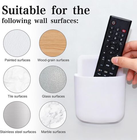 3 Pack White Remote Control Holder, ABS Plastic with Adhesive Tape, Remote Wall Holder, Damage-Free Adhesive for TV/AC Remotes, Phones, Pens, Ceiling Fan Remote. White in Kuwait