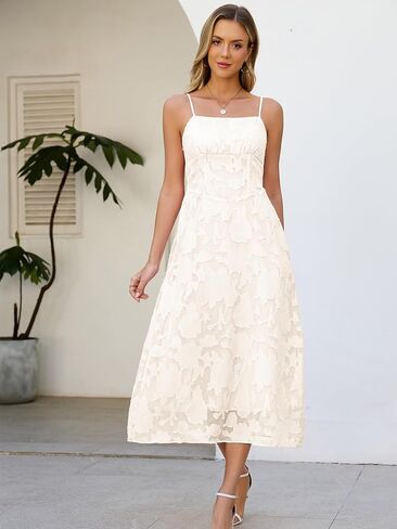 Kikibell Women's Jacquard A Line Dresses High Waist Formal Evening Party Gowns for Wedding Guest in Saudi Arabia
