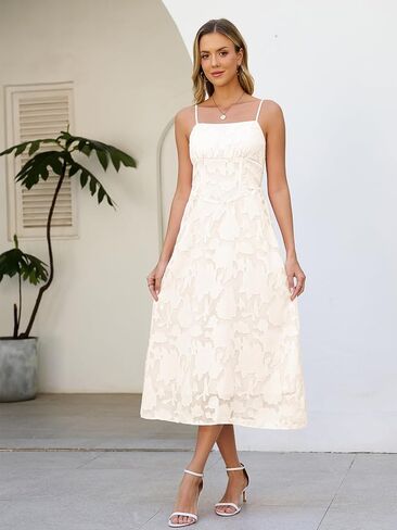 Kikibell Women's Jacquard A Line Dresses High Waist Formal Evening Party Gowns for Wedding Guest in Saudi Arabia