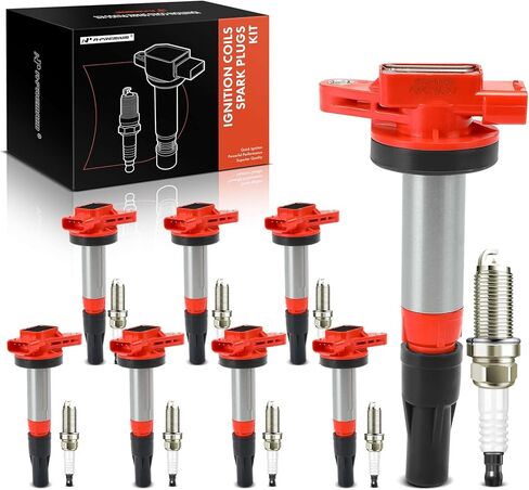 A-Premium Set of 8 Ignition Coil Pack and Iridium Spark Plugs Compatible with Land Rover Range Rover 2006-2009 LR3 Jaguar XF XJ8 XJR XK XK8 XKR in Saudi Arabia