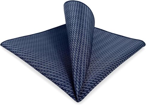 S&W SHLAX&WING Pocket Square for Men Geometric Micro Chevron Navy Blue White Finished Edges Elegant Gift in Saudi Arabia