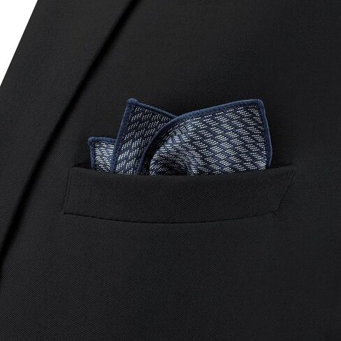 S&W SHLAX&WING Pocket Square for Men Geometric Micro Chevron Navy Blue White Finished Edges Elegant Gift in Saudi Arabia