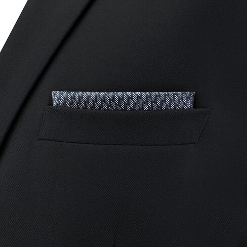 S&W SHLAX&WING Pocket Square for Men Geometric Micro Chevron Navy Blue White Finished Edges Elegant Gift in Saudi Arabia