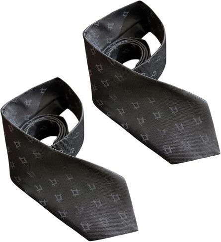 2 Pairs Masonic Tie Freemasons Black Woven Neck Ties PureSilk Material With Square And Compass Embossed Logo in Saudi Arabia