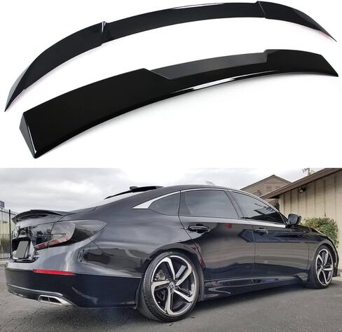 JDM V2 Painted Glossy Black Trunk Lid Spoiler + Rear Window Roof Spoiler Compatible with 2018-2021 Honda Accord Model in Saudi Arabia