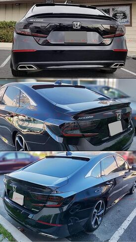 JDM V2 Painted Glossy Black Trunk Lid Spoiler + Rear Window Roof Spoiler Compatible with 2018-2021 Honda Accord Model in Saudi Arabia