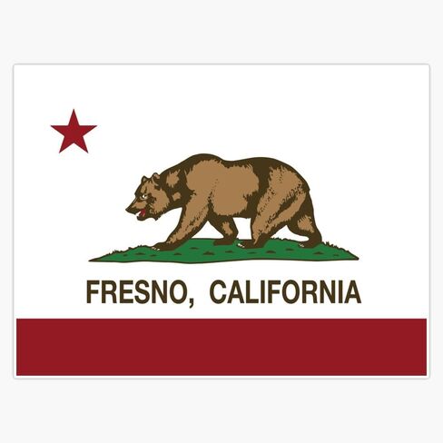 Fresno California Republic Flag Window Water Bottle Bumper Sticker Decal 5" in Saudi Arabia