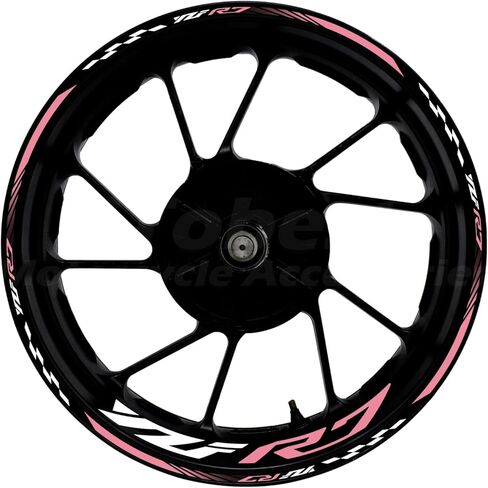 مجموعة خطوط عجلة عاكسة للضوء رائعة للدراجات النارية، ملصقات حافة عجلة الفينيل متوافقة مع Yamaha YZF R7 2022-2024 (وردي) in Kuwait