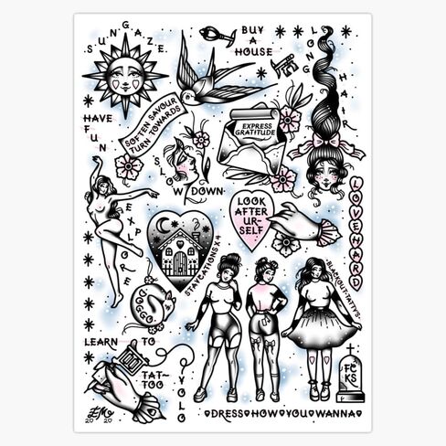 Goals, Ideals and Values Cute Traditional Flash Tattoo Sticker Vinyl Waterproof Sticker Decal Car Laptop Wall Window Bumper Sticker 5" in Saudi Arabia