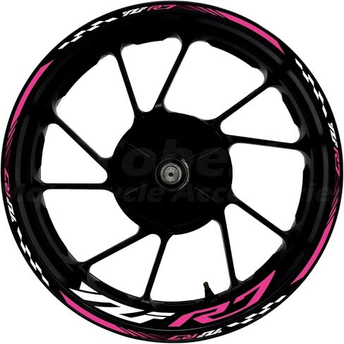 Awonderful Motorcycle Reflective Wheel Stripes kit, Vinyl Wheel Rim Stickers Compatible with Yamaha YZF R7 2022-2024 (Pink) in Saudi Arabia