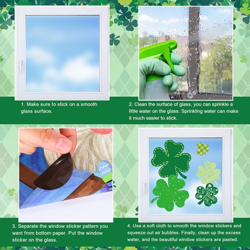 JarThenaAMCS 9 Sheets St. Patrick's Day Window Clings Green Shamrock Clover Decals Reusable Static Window Stickers for Irish Spring Party Home Classroom Glass Decor in Saudi Arabia