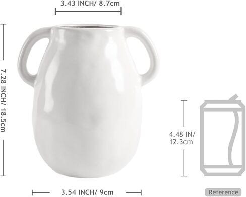 مزهرية سيراميك باللون الأزرق الداكن مقاس 7 بوصة مع مقابض، مزهرية زرقاء مزججة حديثة للزهور، مزهرية زهرة عتيقة لمنزل المزرعة لتزيين المنزل، الطاولة، العداد، غرفة المعيشة، غرفة النوم، المدخل in Kuwait