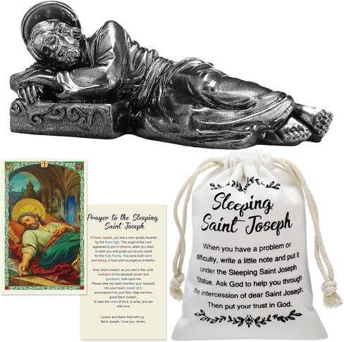 Bucherry 3 Pcs Sleeping Saint Christ Figure Set with Christ Laminated Holy Card and Drawstring Bag Religious Gifts for First Holy Communion and Confirmation in Saudi Arabia