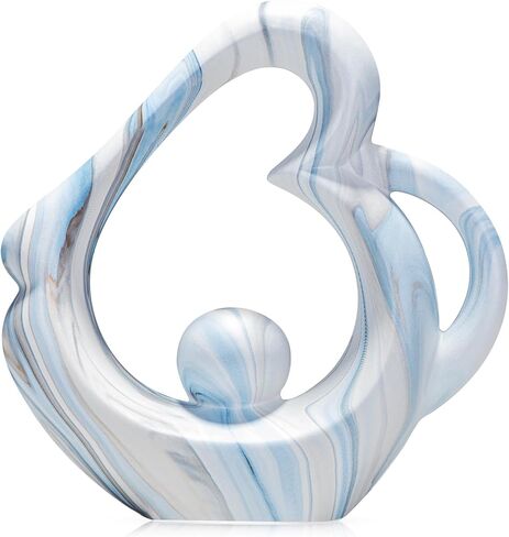 Blue Sculptures Home Decor, Ceramic Statues Coffee Table Decor for Living Room, Table Centerpiece for Dining Room, Shelf, Entry, Modern Minimalist Abstract Art Objects (2pcs) in Saudi Arabia