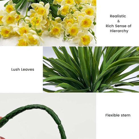 SNAIL GARDEN 2 Bunches 42 Heads Artificial Daffodils, 58cm/22 Long Stem Artificial Spring Flowers,Faux Daffodils for Home Garden Office Wedding Party Easter Decorations (White&Yellow) in Saudi Arabia
