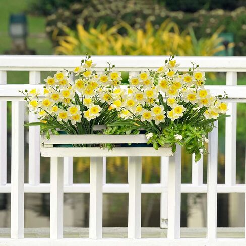 SNAIL GARDEN 2 Bunches 42 Heads Artificial Daffodils, 58cm/22 Long Stem Artificial Spring Flowers,Faux Daffodils for Home Garden Office Wedding Party Easter Decorations (White&Yellow) in Saudi Arabia