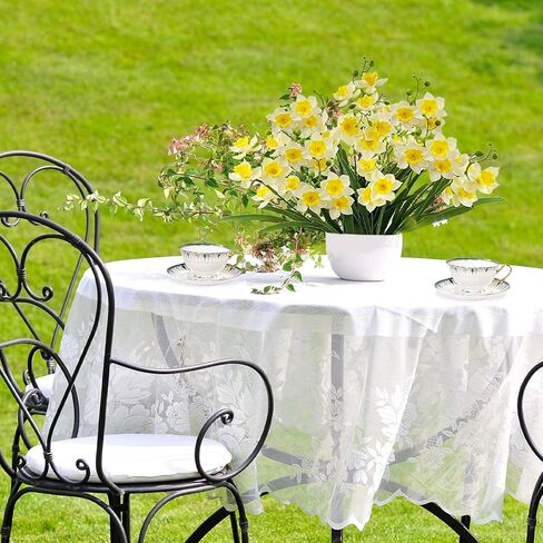 SNAIL GARDEN 2 Bunches 42 Heads Artificial Daffodils, 58cm/22 Long Stem Artificial Spring Flowers,Faux Daffodils for Home Garden Office Wedding Party Easter Decorations (White&Yellow) in Saudi Arabia