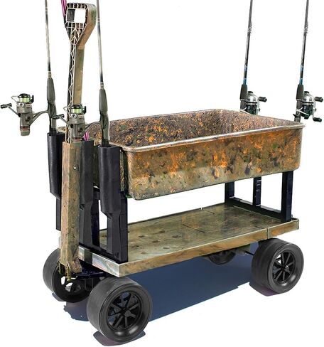 Mighty Max Cart Collapsible Outdoor Utility Wagon, 250lb Capacity, Fishing Camping Gardening Yard All-Terrain Cooler Wheels with Rod Holders, Camo in Saudi Arabia