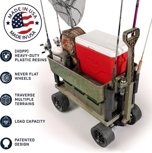 Mighty Max Cart Collapsible Outdoor Utility Wagon, 250lb Capacity, Fishing Camping Gardening Yard All-Terrain Cooler Wheels with Rod Holders, Camo in Saudi Arabia