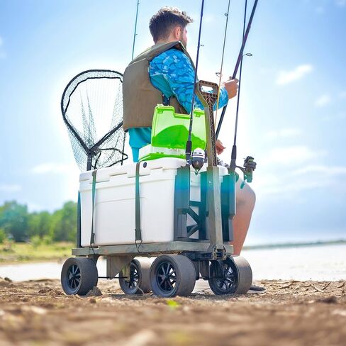 Mighty Max Cart Collapsible Outdoor Utility Wagon, 250lb Capacity, Fishing Camping Gardening Yard All-Terrain Cooler Wheels with Rod Holders, Camo in Saudi Arabia