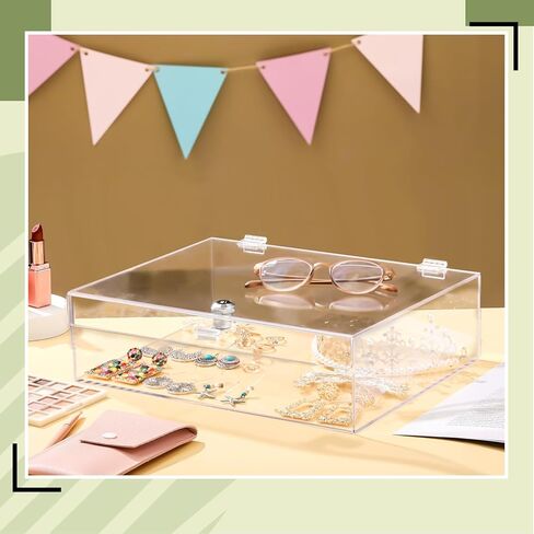 Clear Acrylic Locking Display Case with Keys Large Medication Lock Box Snack Fridge Lock Acrylic Figure Display Case Storage Box for Collectibles Figures Jewelry Toy(12" X 9.84" X 3") in Saudi Arabia