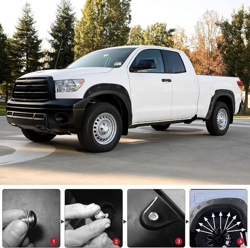YITAMOTOR Fender Flares, Compatible with 2007-2013 Toyota Tundra, Front Rear Wheels w/UV Protected & Dura-Flex Material & Smooth Black Finish Pocket Rivet Style in Kuwait