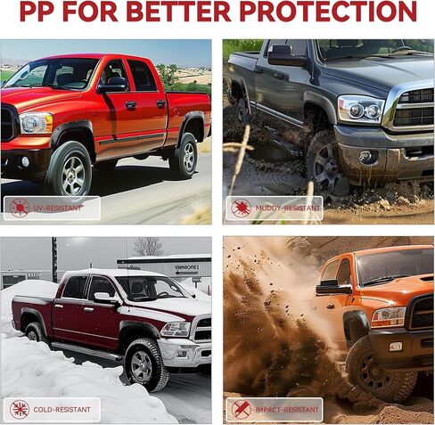 YITAMOTOR Fender Flares, Compatible with 2007-2013 Toyota Tundra, Front Rear Wheels w/UV Protected & Dura-Flex Material & Smooth Black Finish Pocket Rivet Style in Kuwait