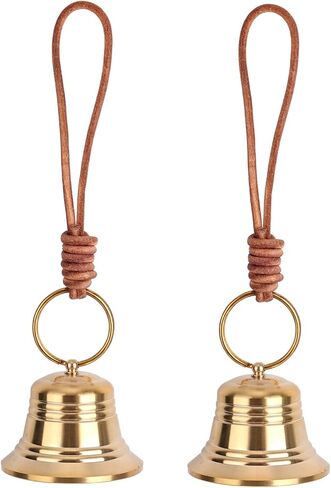 2pcs Gold Vintage Brass Bells for Door Knob, Golden Decorative Hanging Bell Decoration with Rope for Home Garden Decor Shopkeeper Entry Chimes Ornaments Housewarming Present in Saudi Arabia