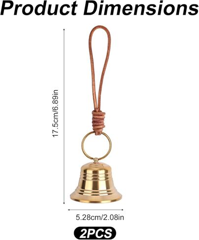 2pcs Gold Vintage Brass Bells for Door Knob, Golden Decorative Hanging Bell Decoration with Rope for Home Garden Decor Shopkeeper Entry Chimes Ornaments Housewarming Present in Saudi Arabia