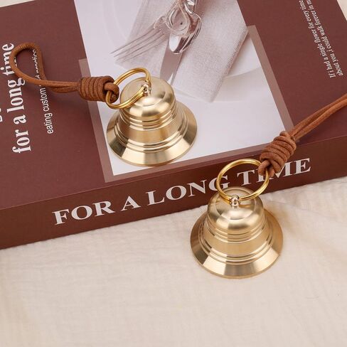 2pcs Gold Vintage Brass Bells for Door Knob, Golden Decorative Hanging Bell Decoration with Rope for Home Garden Decor Shopkeeper Entry Chimes Ornaments Housewarming Present in Saudi Arabia