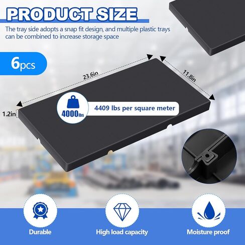 qinyoung 2 جهاز كمبيوتر شخصى من البلاستيك البليت للماء وسادة التخزين hdpe خفيفة الوزن مقاومة للاهتراء الطابق السفلي البليت للرفوف في الهواء الطلق شبكة أرضية داخلية مستودع سوبر ماركت، 40 × 24 × 2 بوصة، دعم ما يصل إلى 4000 رطل in Kuwait