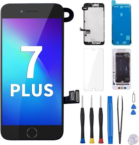 استبدال شاشة iPhone 7 Plus مع زر الصفحة الرئيسية 5.5 بوصة طقم أسود 7plus مجموعة محول رقمي لشاشة LCD تعمل باللمس ثلاثية الأبعاد مع مستشعر مكبر صوت الكاميرا الأمامية أدوات إصلاح الزجاج A1661 A1784 A1785 in Saudi Arabia