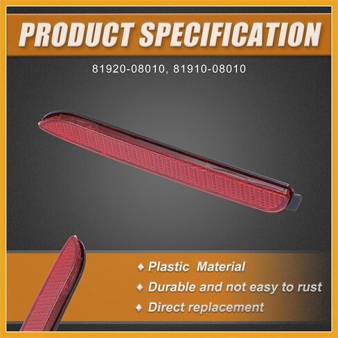 1 Pair Rear Left Right Bumper Reflector Light Cover for Toyota RAV4 2019-2021 for Lexus RC300 2016-2021 81920-08010 81910-08010 Red Replacement in Saudi Arabia