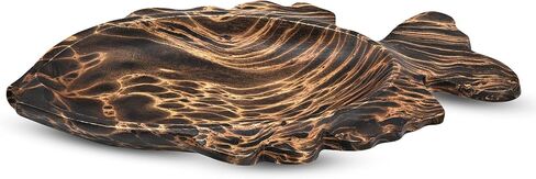 AeraVida Ocean Fish Shaped Natural Brown Mango Tree Wood Kitchen Plate Bowl | Decorative Tray Bowl for Kitchen Counter | Wooden Tray for Candy Nuts Desserts Fruits Home Décor Gifts in Saudi Arabia