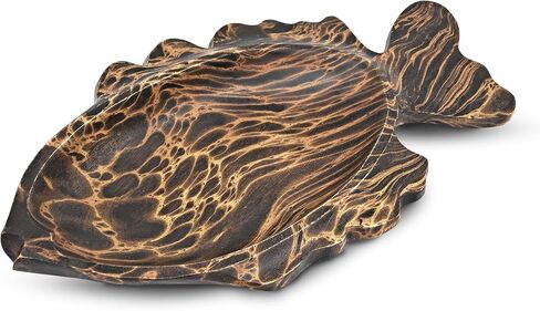 AeraVida Ocean Fish Shaped Natural Brown Mango Tree Wood Kitchen Plate Bowl | Decorative Tray Bowl for Kitchen Counter | Wooden Tray for Candy Nuts Desserts Fruits Home Décor Gifts in Saudi Arabia