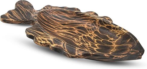 AeraVida Ocean Fish Shaped Natural Brown Mango Tree Wood Kitchen Plate Bowl | Decorative Tray Bowl for Kitchen Counter | Wooden Tray for Candy Nuts Desserts Fruits Home Décor Gifts in Saudi Arabia