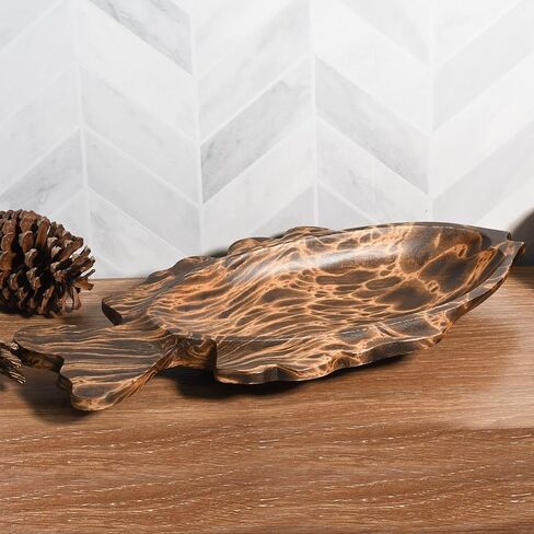 AeraVida Ocean Fish Shaped Natural Brown Mango Tree Wood Kitchen Plate Bowl | Decorative Tray Bowl for Kitchen Counter | Wooden Tray for Candy Nuts Desserts Fruits Home Décor Gifts in Saudi Arabia
