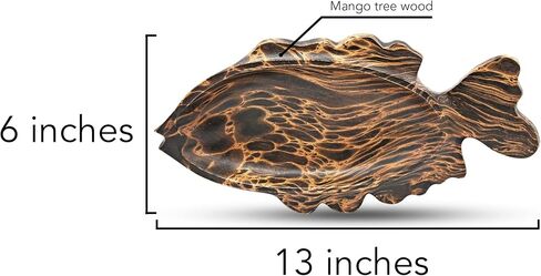 AeraVida Ocean Fish Shaped Natural Brown Mango Tree Wood Kitchen Plate Bowl | Decorative Tray Bowl for Kitchen Counter | Wooden Tray for Candy Nuts Desserts Fruits Home Décor Gifts in Saudi Arabia